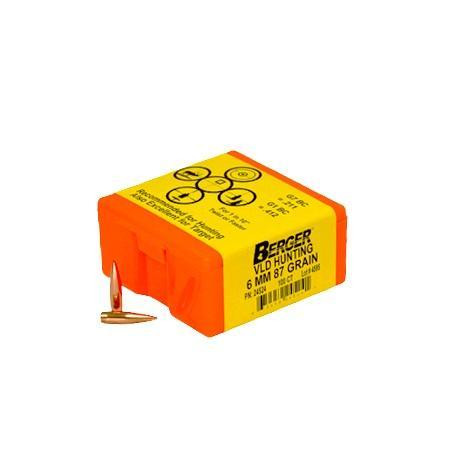 Berger Match Grade Hunting Bullets 6mm .243" 87 gr VLD HUNTER 100/box