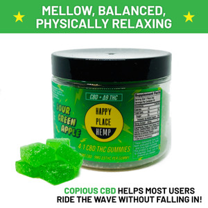 Happy Place Hemp - 4:1 CBD : Delta 9 THC Gummies  (35mg CBD : 9mg D9THC Per Gummy) Happy Place Hemp - 4:1 CBD : Delta 9 THC Gummies  (35mg CBD : 9mg D9THC Per Gummy)