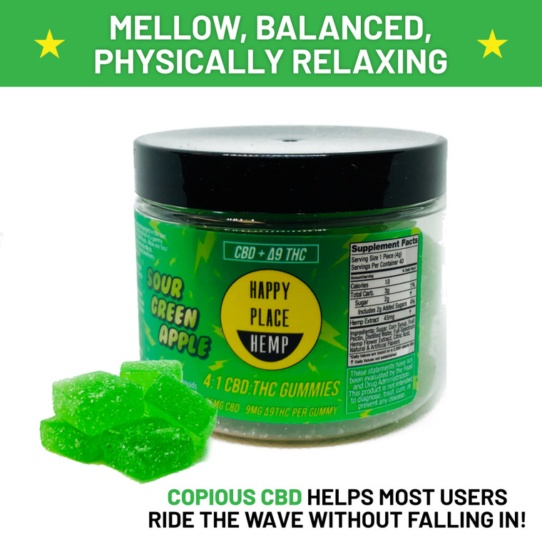 Happy Place Hemp - 4:1 CBD : Delta 9 THC Gummies  (35mg CBD : 9mg D9THC Per Gummy)