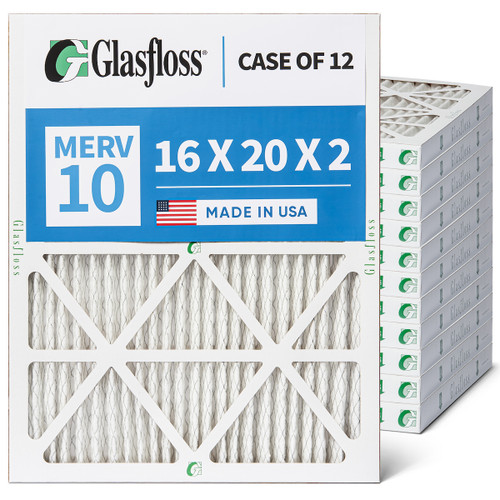 16x20x2 MERV 10 HVAC 2 Inch Air Filters.  Case of 12.