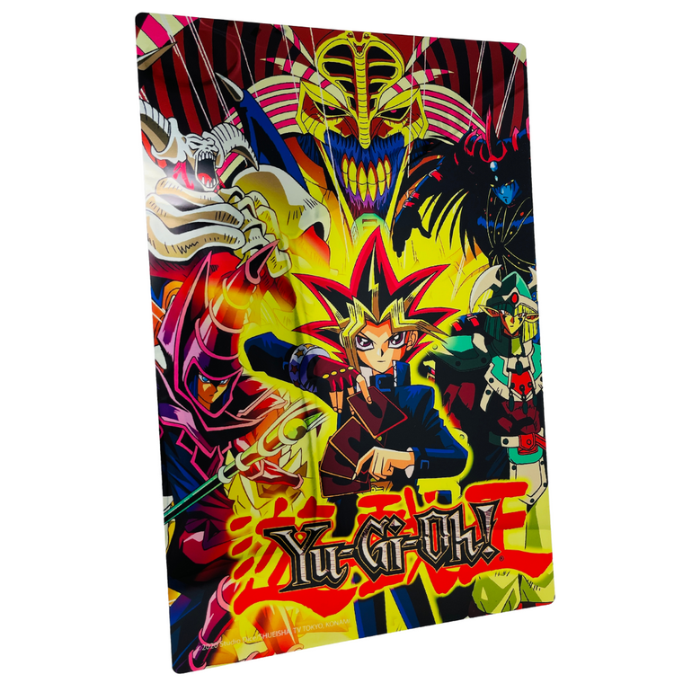 Epic Yu-Gi-Oh! metal print available in small (5" x 7"), medium (8" x 10"), and large (12" x 18").
