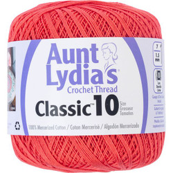 Aunt Lydia Crochet Cotton Size 10-Bright Coral