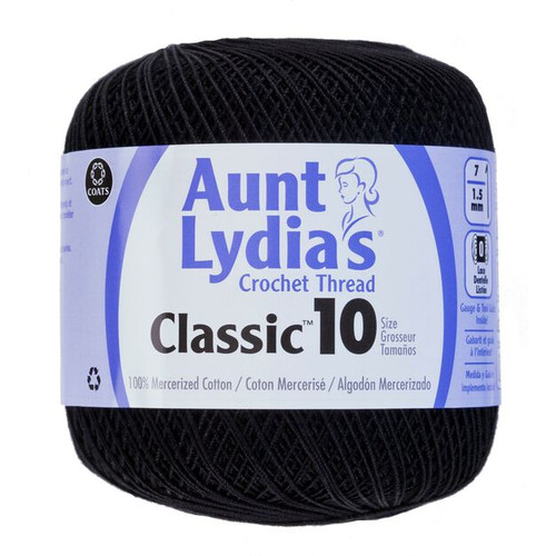 Aunt Lydia Crochet Cotton Size 10-Black