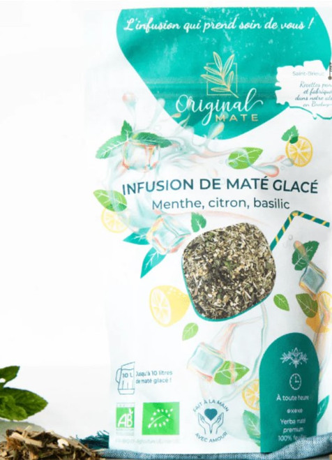 Infusion maté glacé BIO, Menthe, Citron, Basilic, 70g
