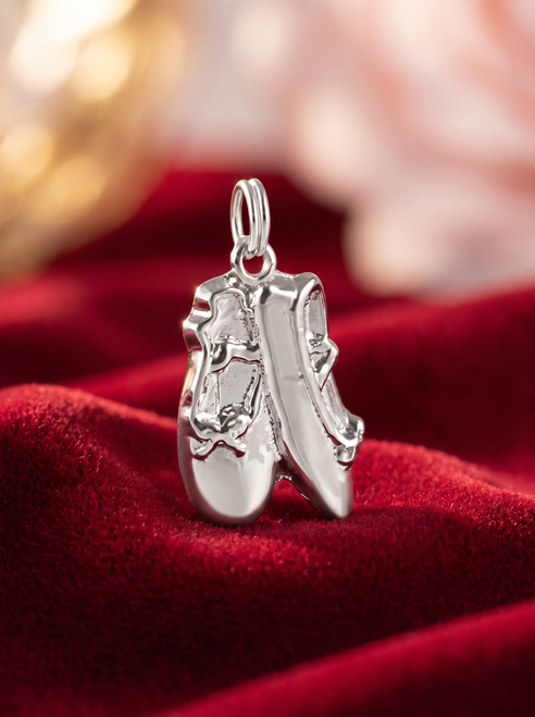 Ballet Dance Slipper Charm - Dance Jewelry Silver