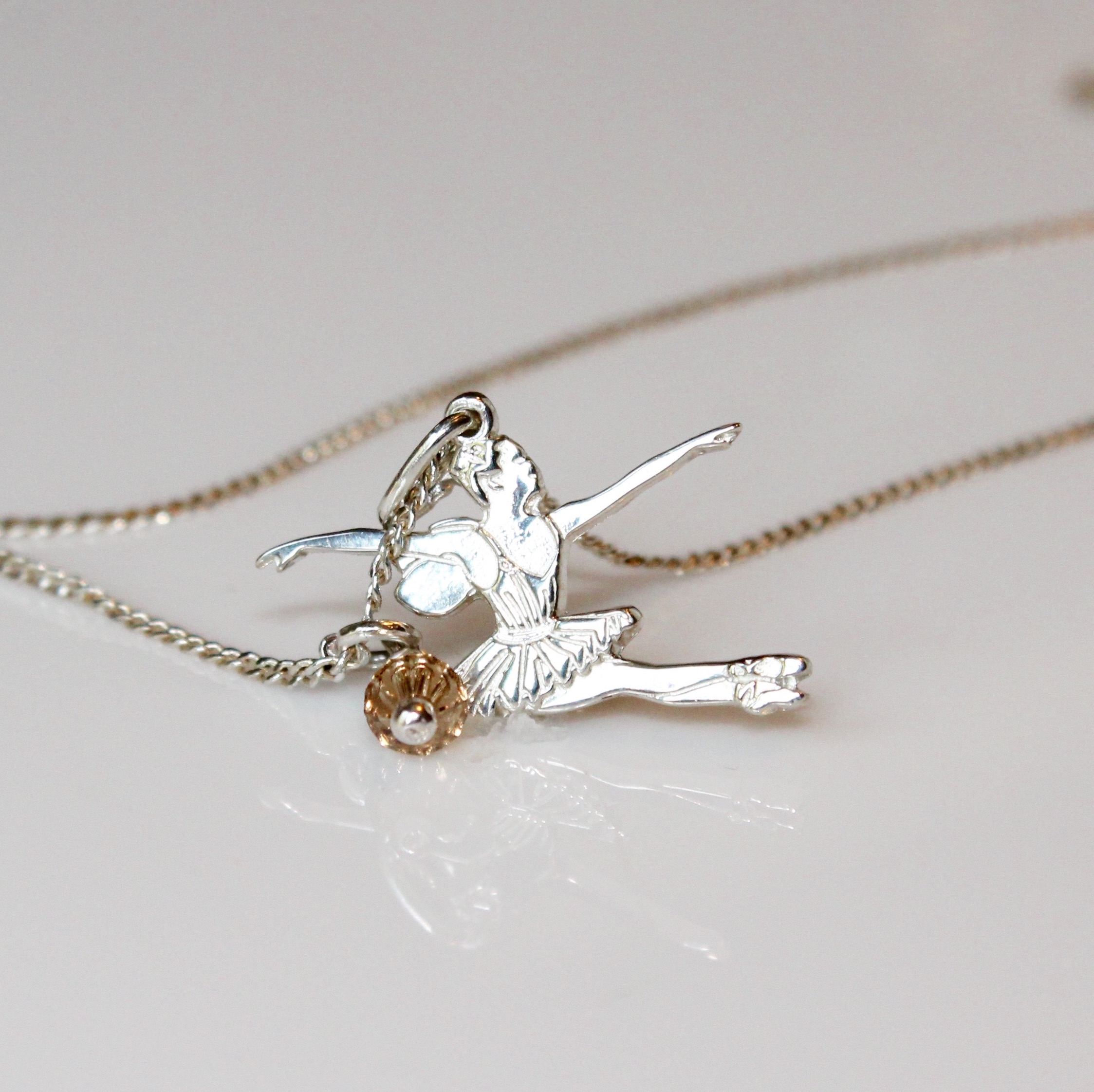 Nutcracker Ballet Gifts - Dancing Clara with Nutcracker in Silver or Gold Charm for Bracelet