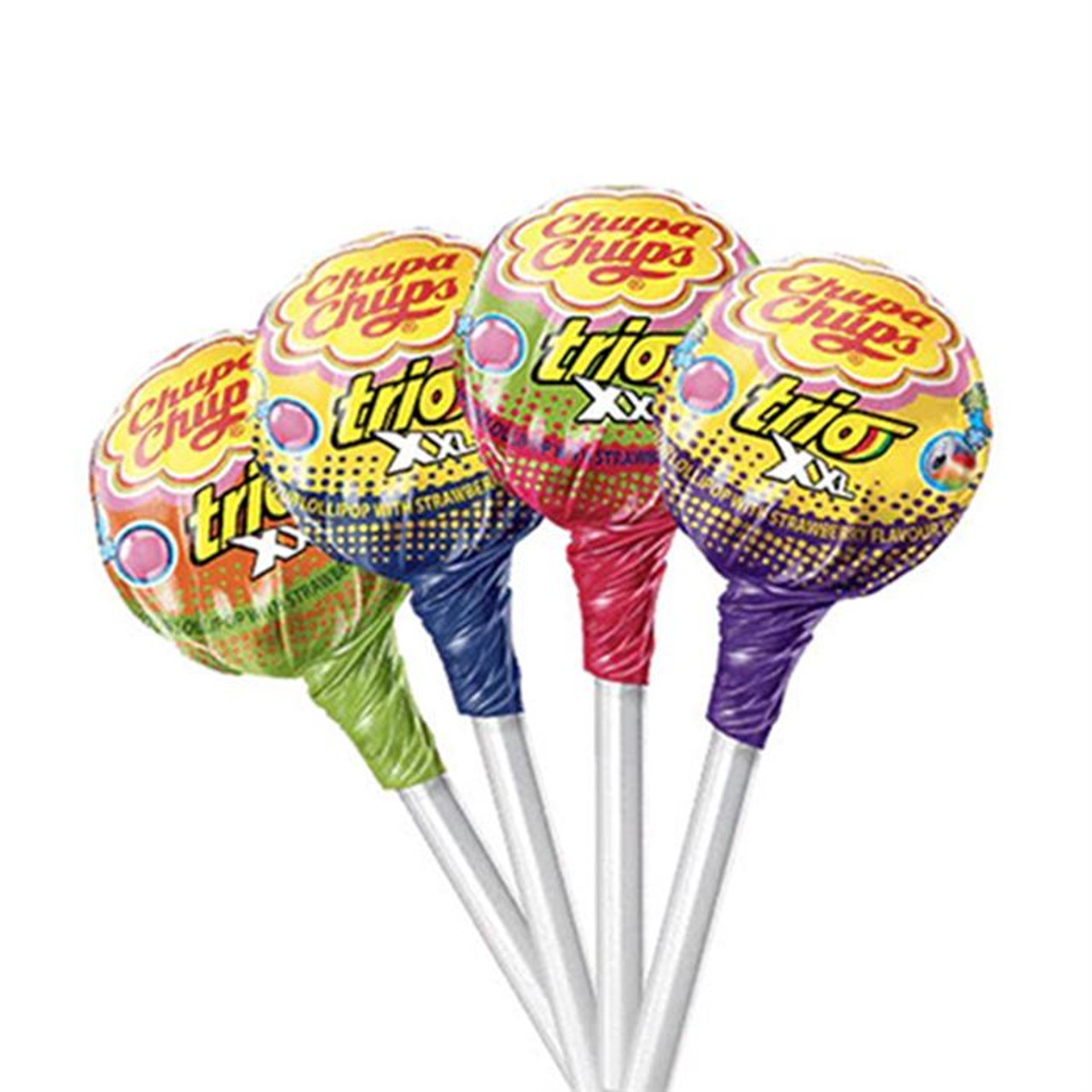 Chupa Chups Trio XXL Lollipops w Bubblegum Center 48ct