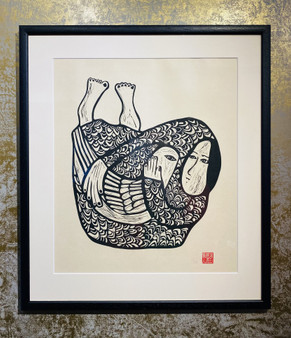 Embrace - Lino Print by Mandie Gillard, Grange Gallery