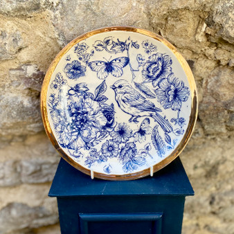 Blue and White Glaze and a Gold Lustre finish  designed and made by Jane Elmer-Smith,  Grange Gallery, Dorset