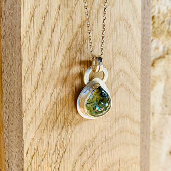 Silver Prehnite Teardrop Pendant by Adjoua Designs,  Grange Gallery, Wareham Dorset