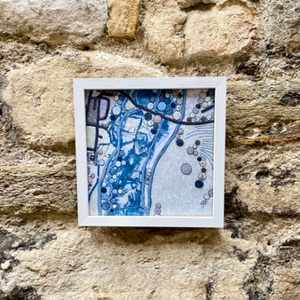St. Cross, Winchester Map , Original fabric & Thread textile map by Laura's Textisles, Grange Gallery, Dorset