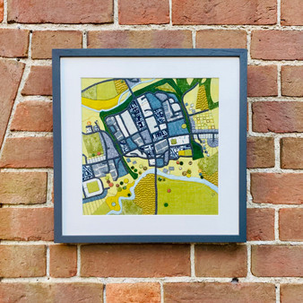 Wareham VII, Dorset. Original fabric and thread textile map by Laura's Textisles