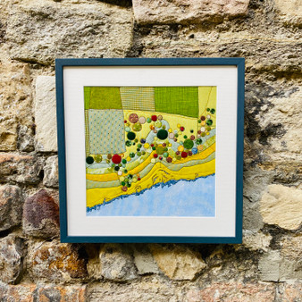 Hedbury, Isle of Purbeck .  Original fabric and thread textile map by Laura's Textisle