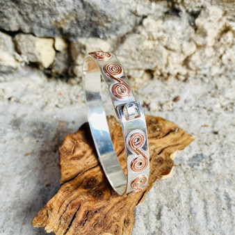 Silver & Copper Scroll Bangle by Adjoua Designs,  Grange Gallery, Wareham Dorset.