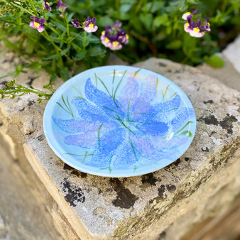 Tulips -  Blue Ceramic Dish designed and made by Jane Elmer-Smith, Isle of Purbeck