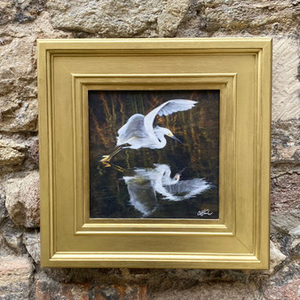 Egret, original painting by Cliff Towler, Grange Gallery, Dorset