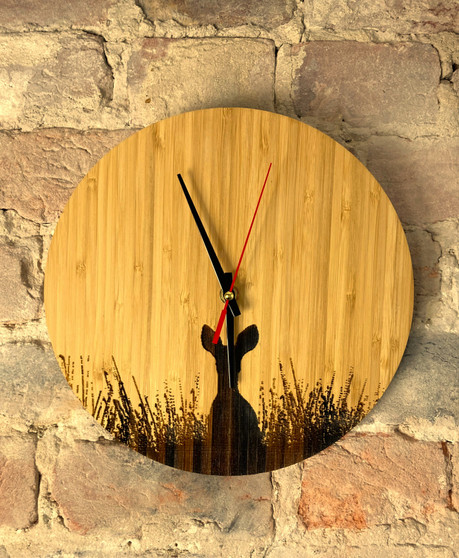 Peeking Deer - Wooden Clock