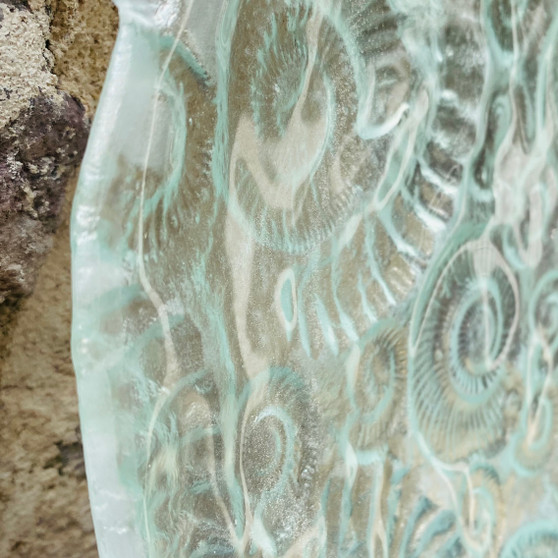 Ammonite - Sandblast Recycled Glass  by Aline Johnson