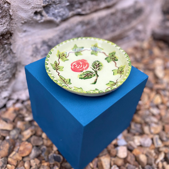 Red Rose - Ceramic Dish designed and made by Jane Elmer-Smith, Isle of Purbeck