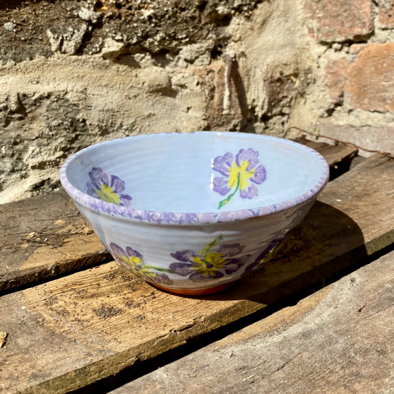 Purple Pansy Bowl - Ceramic designed and made by Jane Elmer-Smith,  Grange Gallery, Dorset