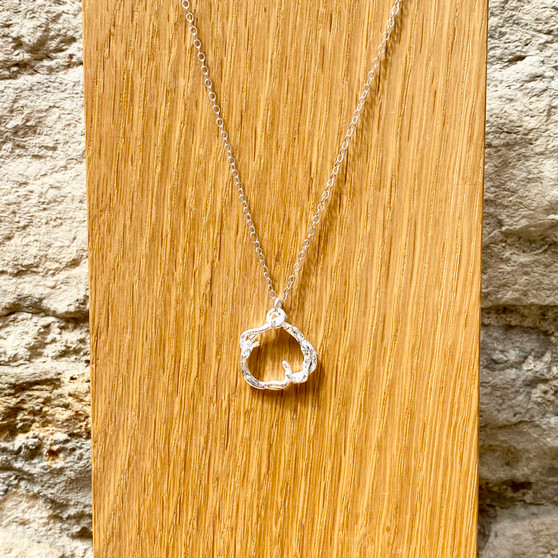 Textured Hoop  - Sterling Silver Necklace by Adjoua Designs,  Grange Gallery, Wareham Dorset