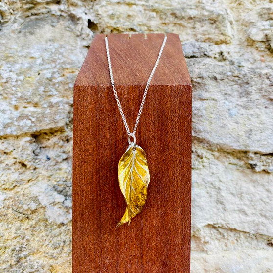 Holly Leaf, with gold lustre finished with an acrylic glaze designed and made by Jason and Esme, Grange Gallery, Dorset.
