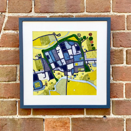 Wareham VIII, Dorset. Original fabric and thread textile map by Laura's Textisles