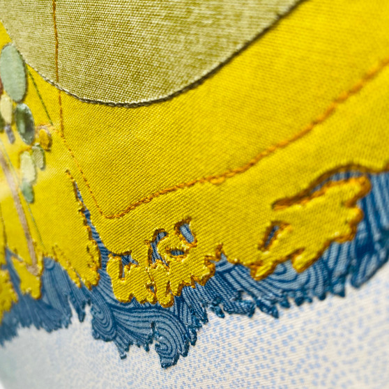 Winspit, Isle of Purbeck . Original fabric and thread textile map by Laura's Textisle