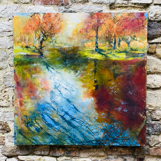 'Reflect' original artwork by mixed media artist, Susan Coupe, Grange Gallery, Dorset