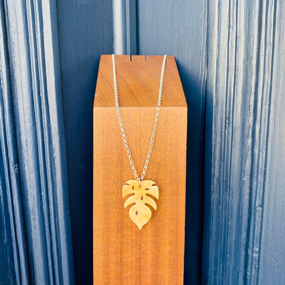 Tropical  Leaf, Maple, real wood veneer,  finished with an acrylic glaze designed and made by Jason and Esme, Grange Gallery, Dorset