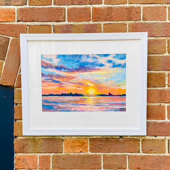 Glow, Mudeford Harbour, Dorset Oil Pastel Original by Susan Coupe, Grange Gallery