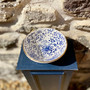 Small Bowl with Blue and White Glaze and a Gold Lustre finish  designed and made by Jane Elmer-Smith,  Grange Gallery, Dorset