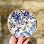 Dish with Blue and White Glaze and a Gold Lustre finish  designed and made by Jane Elmer-Smith,  Grange Gallery, Dorset