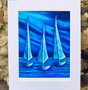 Trio of Boats, limited edition signed print by Esme James , Grange Gallery, Dorset