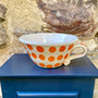 Ceramic mug with hand printed spot design by Jane Elmer-Smith, Grange Gallery, Dorset