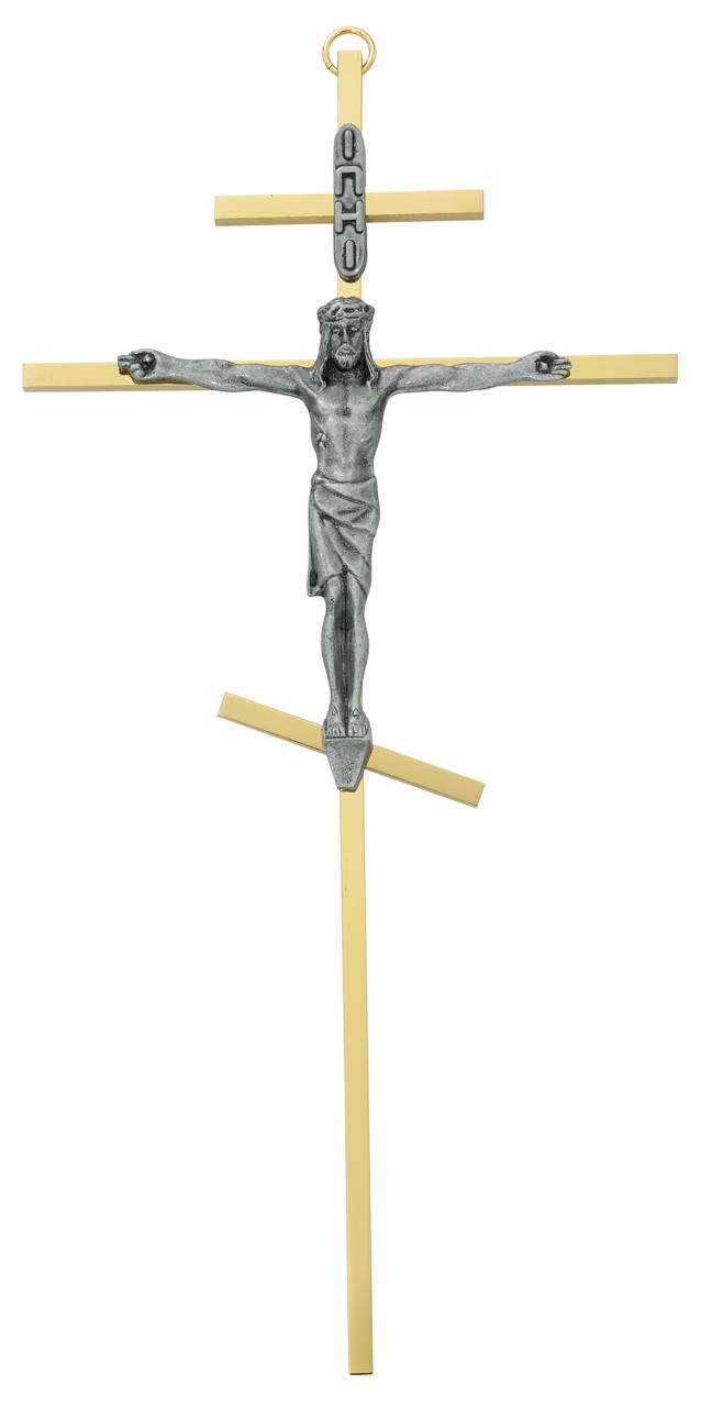 C510-M29S) 10 BRASS GREEK CRUCIFIX SILVER - McVan