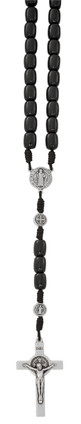 (P608C) LARGE BLACK BENEDICT ROSARY