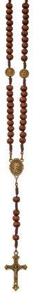(P600R) BRONZE WOOD ST. PIO ROSARY