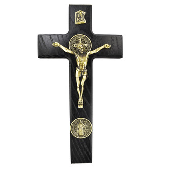 (80-211) 9" BLACK ST BENEDICT CRUCIFIX