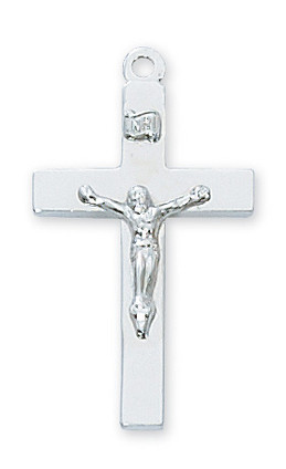 (L9116X) SS ALL SILVER CRUCIFIX