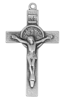 (D9137X) PEWTER CRUCIFIX, ST BENEDICT