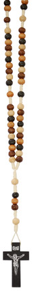(P596C) MULTI-COLOR WOOD ROSARY CARDED