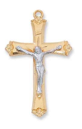 (JT8073) 18" CH G/SS TWO-TONE CRUCIFIX