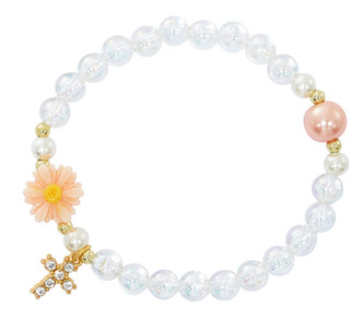 (B1054C) 6MM AB BEADS WITH PEACH FLOWER