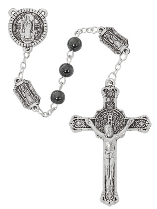 (P633C) 6MM HEMATITE ST. BENEDICT RSRY