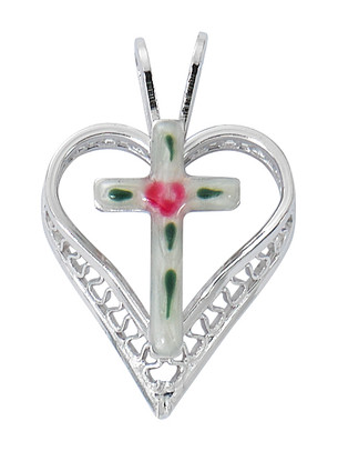 (L9239) 16-18"CH SS CLOISONNE CROSS