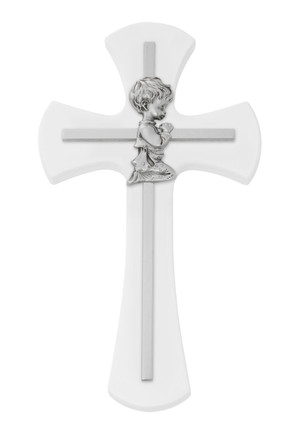 (73-79) 7" BOY CROSS ON WHITE WOOD