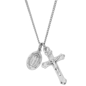 (LD105) 16-18" CH SS CRUCIFIX & MIRAC 