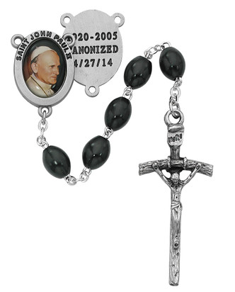 (R480DF) ST. JOHN PAUL BLACK ROSARY