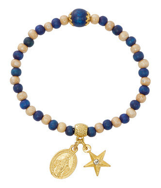 (B1072C) BLUE & TAN STRETCH BRAC WITH 